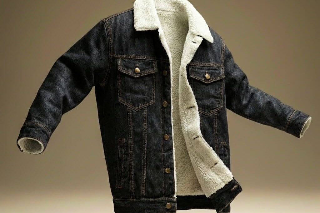 Elliott - Men's Shearling-Lined Denim Jacket in Organic Cotton - Slate Gray