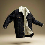 Elliott - Men's Shearling-Lined Denim Jacket in Organic Cotton - Onyx Black