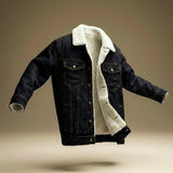 Elliott - Men's Shearling-Lined Denim Jacket in Organic Cotton - Onyx Black