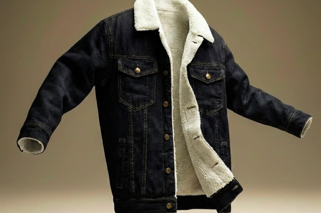 Elliott - Men's Shearling-Lined Denim Jacket in Organic Cotton - Onyx Black