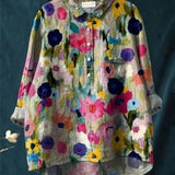 Elsebeth - Women's Oversized Collar Floral Print Blouse