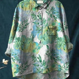 Elsebeth - Women's Oversized Collar Floral Print Blouse