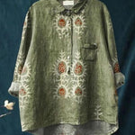 Elsebeth - Women's Oversized Collar Floral Print Blouse