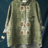 Elsebeth - Women's Oversized Collar Floral Print Blouse