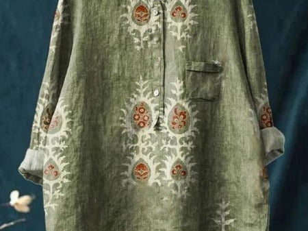 Elsebeth - Women's Oversized Collar Floral Print Blouse