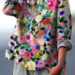 Elsebeth - Women's Oversized Collar Floral Print Blouse