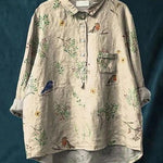 Elsebeth - Women's Oversized Collar Floral Print Blouse