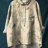 Elsebeth - Women's Oversized Collar Floral Print Blouse