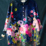 Elsebeth - Women's Oversized Collar Floral Print Blouse