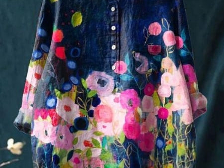 Elsebeth - Women's Oversized Collar Floral Print Blouse