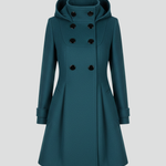 Emberly - Women's Hooded Double-Breasted A-Line Coat