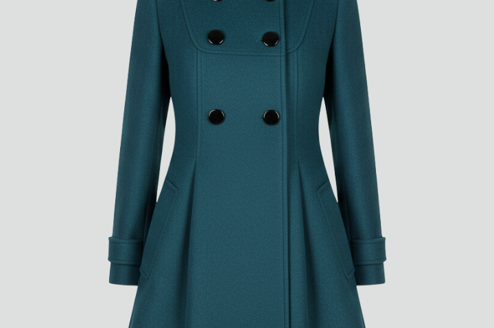 Emberly - Women's Hooded Double-Breasted A-Line Coat