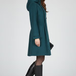 Emberly - Women's Hooded Double-Breasted A-Line Coat