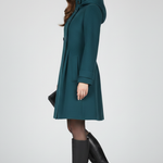 Emberly - Women's Hooded Double-Breasted A-Line Coat