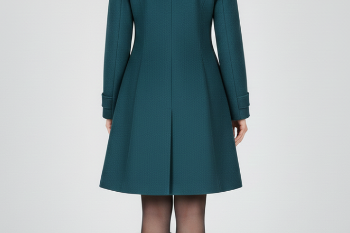 Emberly - Women's Hooded Double-Breasted A-Line Coat