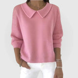 Emer - Women's Relaxed Knit Sweater with Rounded Collar - Pink