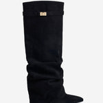 Noirenne Slouchy Fold Over Knee High Boots