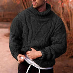 Emmett - Men's Chunky Cable Knit Turtleneck Sweater - Black
