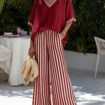 Red linen wide-leg set