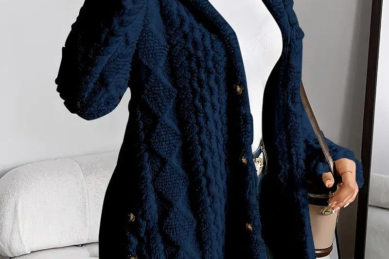 Women's Textured Fleece Hooded Cardigan | Oversized Snug Cardigan