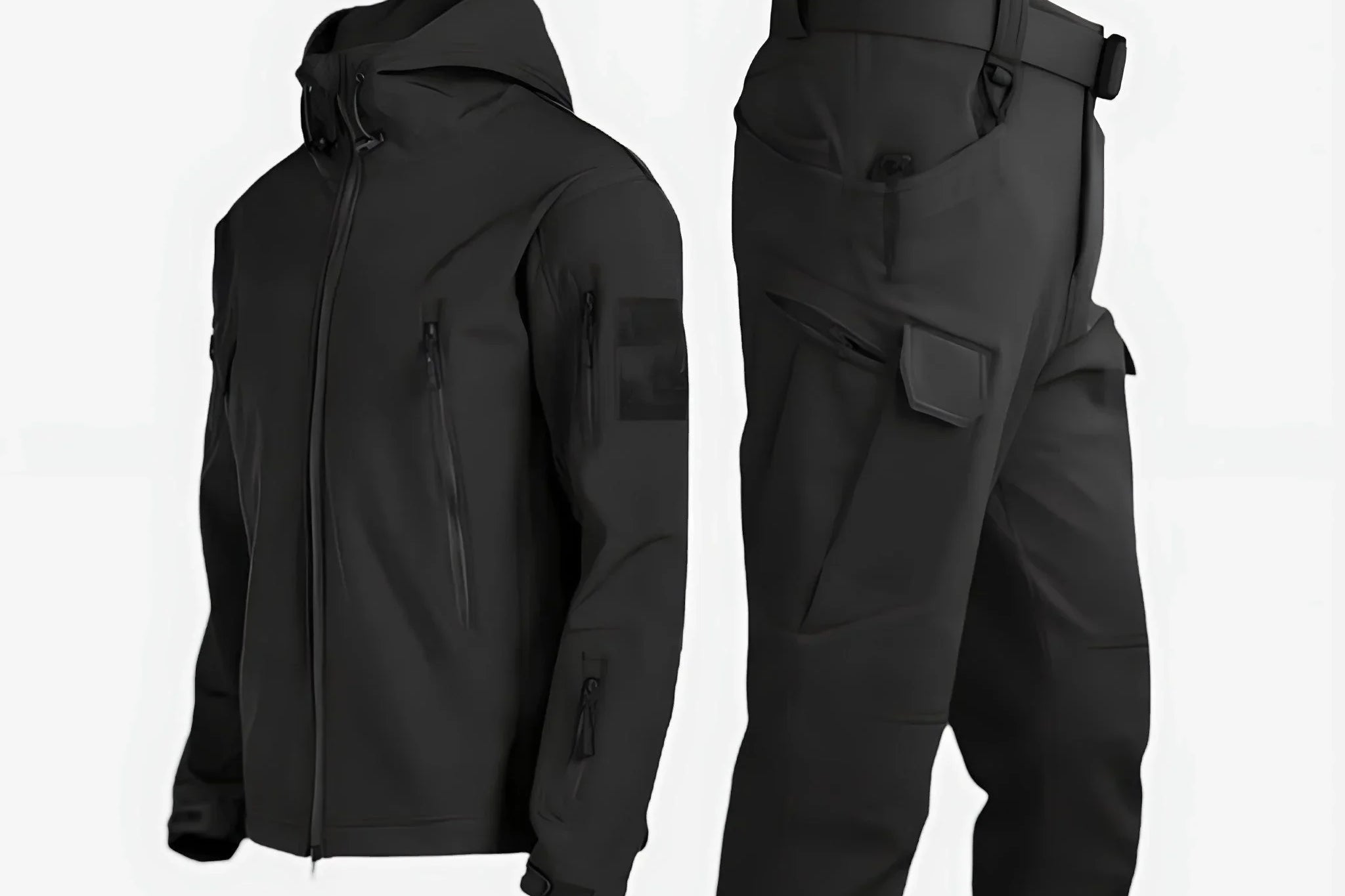 Orrin - Men's Waterproof Hooded Jacket and Cargo Trouser Set - Black
