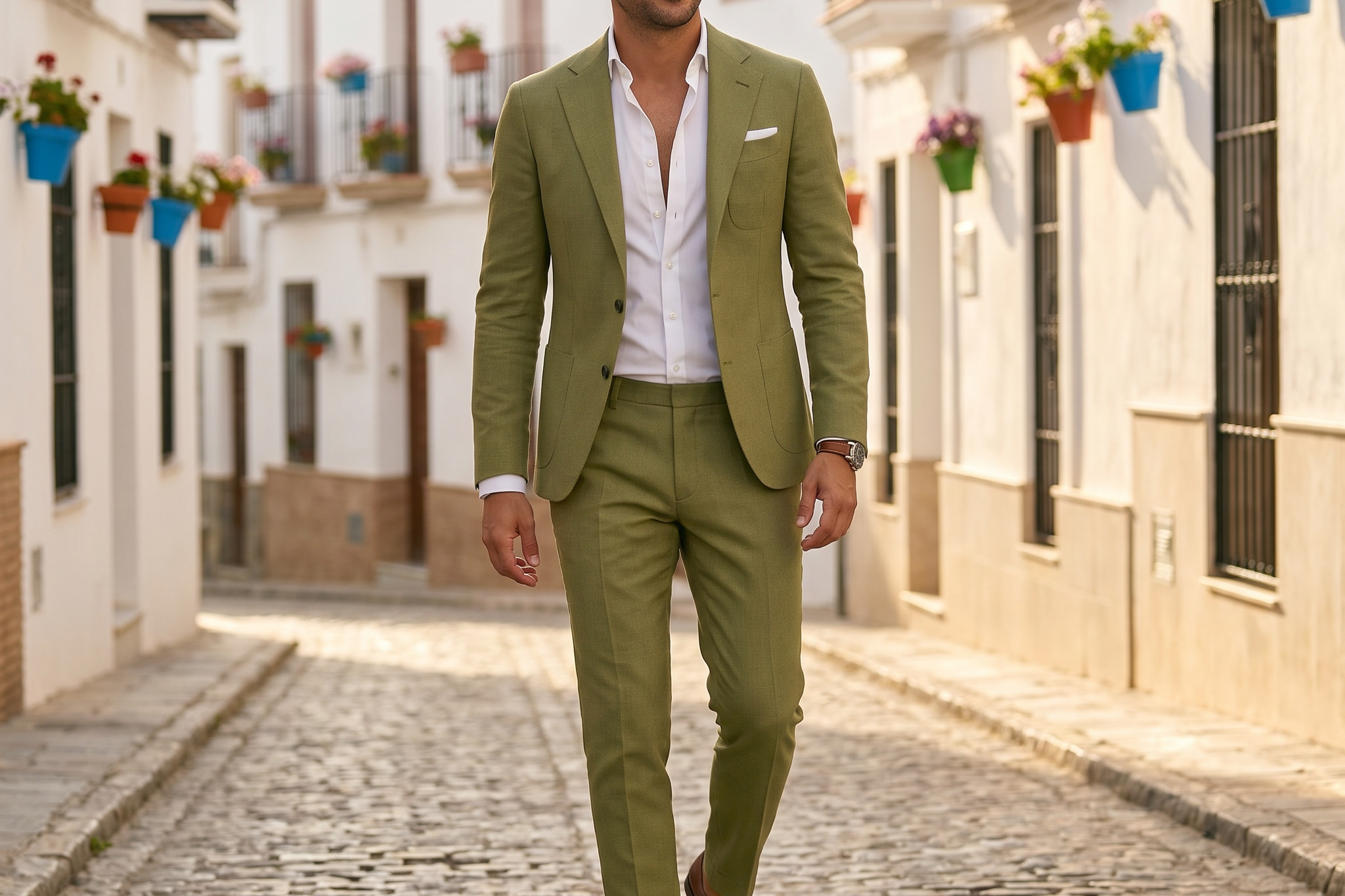 Evan - Men's Tailored Two Piece Suit - Green
