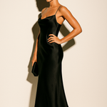 Evangelina - Women's Satin Cowl Neck Slip Maxi Dress