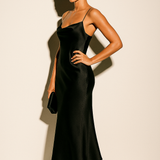 Evangelina - Women's Satin Cowl Neck Slip Maxi Dress