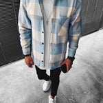 Everett - Men's Plaid Button-Up Overshirt with Chest Pockets