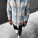 Everett - Men's Plaid Button-Up Overshirt with Chest Pockets