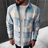 Everett - Men's Plaid Button-Up Overshirt with Chest Pockets