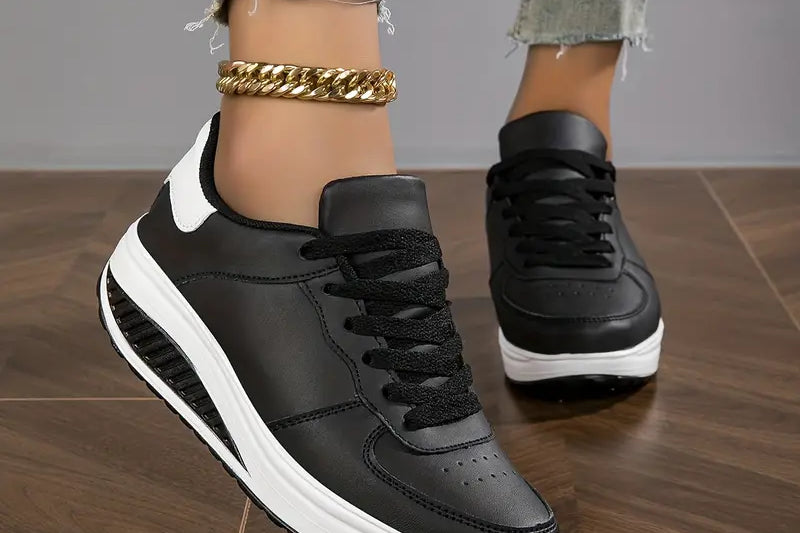 Women's Mesh Platform Lace-Up Sneakers | Cushioned Supportive Walking Sneakers