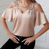 Off-Shoulder Lace-Trim Top lace detail