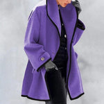Fae - Women's Long Tailored Padded Coat - Purple
