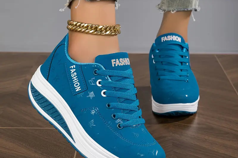 Women's Mesh Platform Lace-Up Sneakers | Cushioned Supportive Walking Sneakers