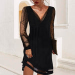 Felice - Women's V Neck Evening Dress with Tailored Cut - Black