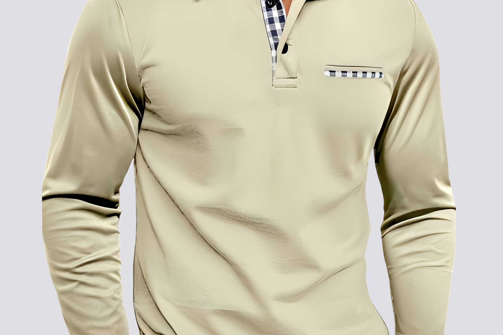 Felix - Men's Long-Sleeve Knit Polo Shirt with Classic Collar - Beige