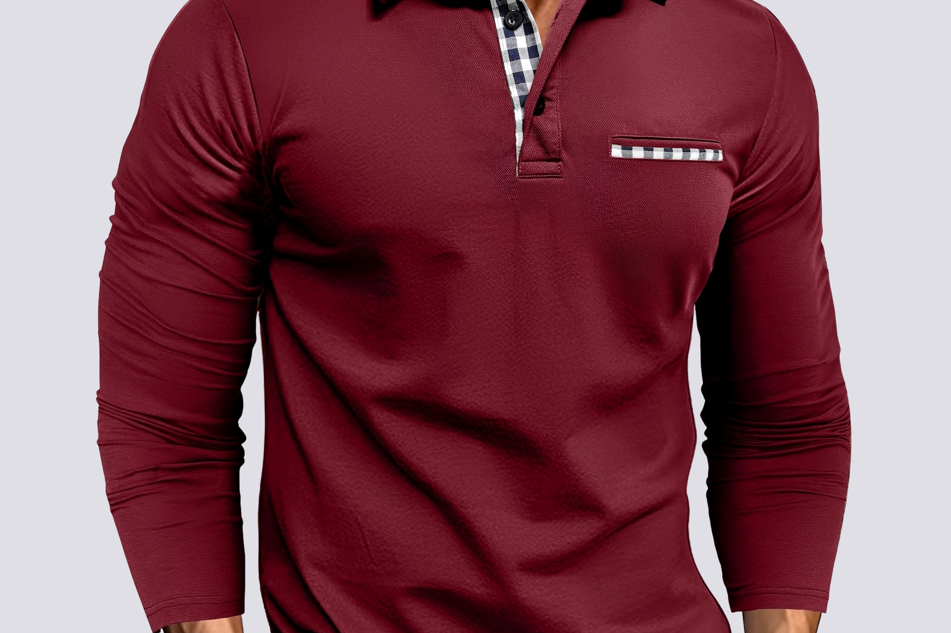 Felix - Men's Long-Sleeve Knit Polo Shirt with Classic Collar - Red
