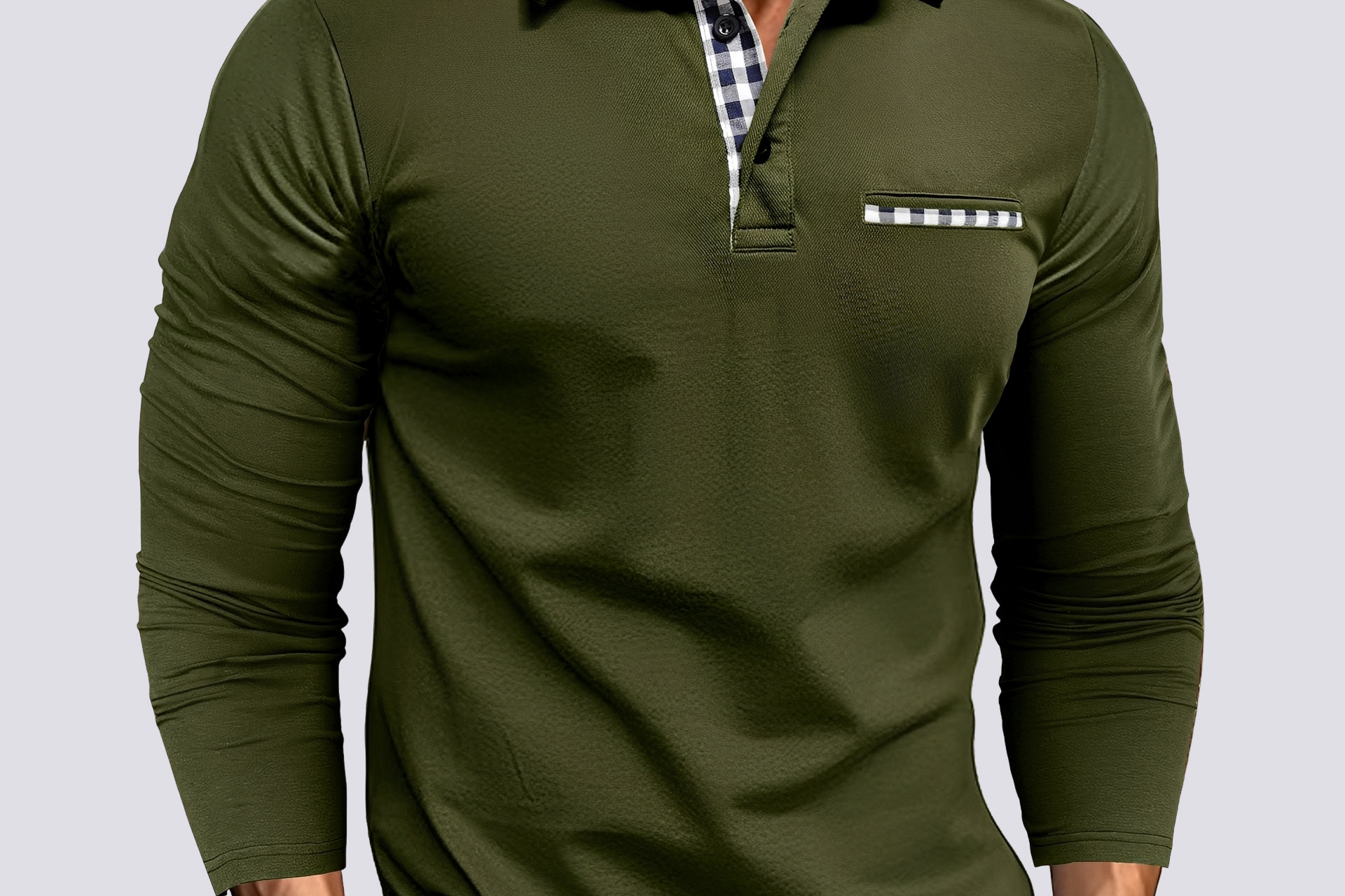 Felix - Men's Long-Sleeve Knit Polo Shirt with Classic Collar - Green
