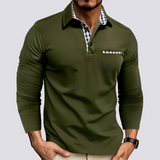 Felix - Men's Long-Sleeve Knit Polo Shirt with Classic Collar - Green