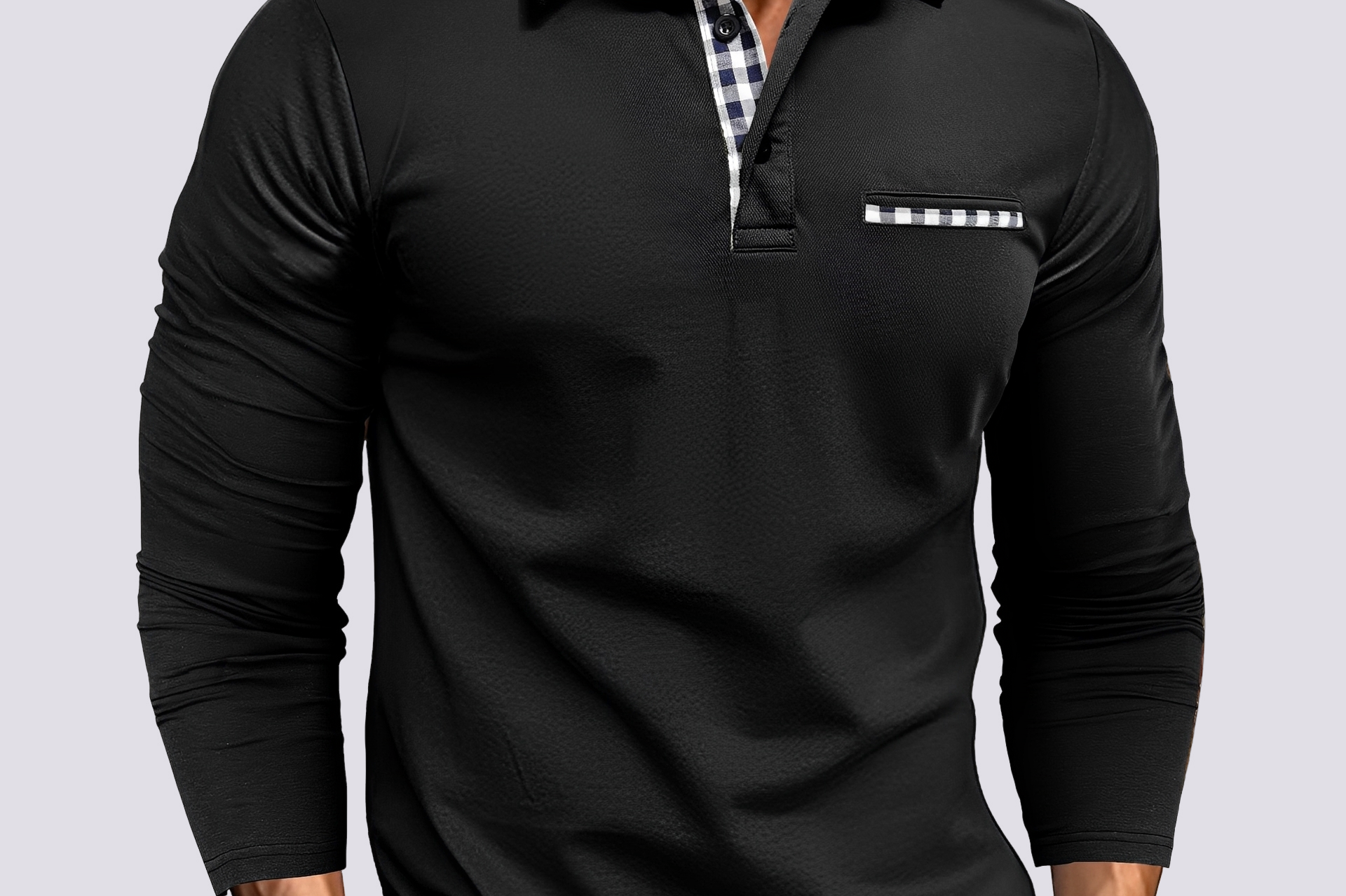 Felix - Men's Long-Sleeve Knit Polo Shirt with Classic Collar - Black