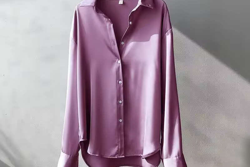 Femke - Women's Fluid Drape Silky Blouse - Purple