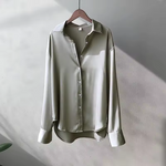 Femke - Women's Fluid Drape Silky Blouse - Gray