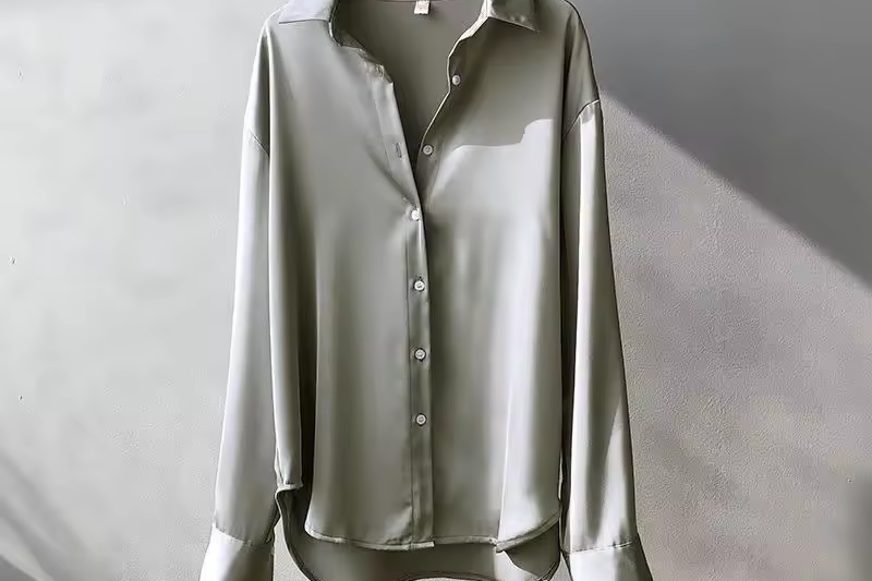 Femke - Women's Fluid Drape Silky Blouse - Gray