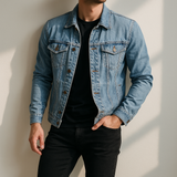 Fintan - Men's Cotton Denim Jacket with Angled Chest Pockets