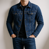 Fintan - Men's Cotton Denim Jacket with Angled Chest Pockets
