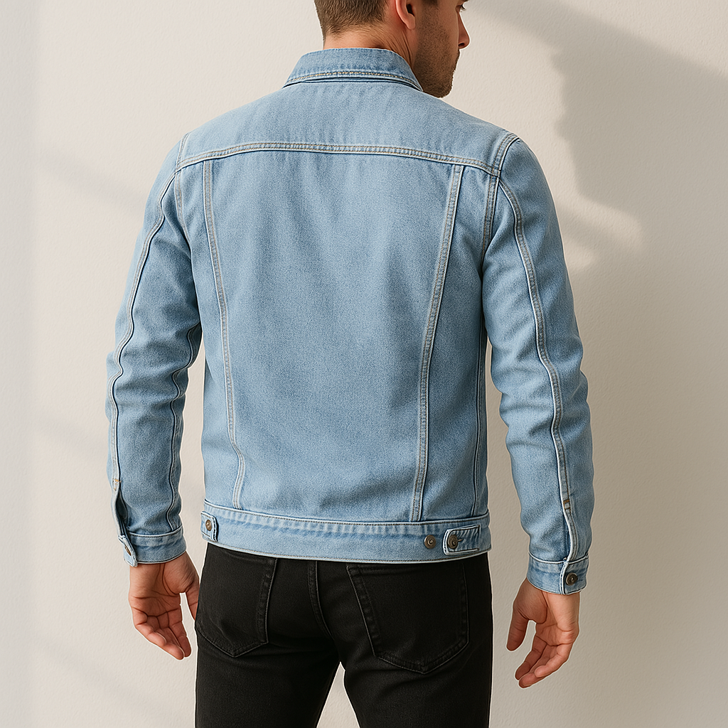 Fintan - Men's Cotton Denim Jacket with Angled Chest Pockets