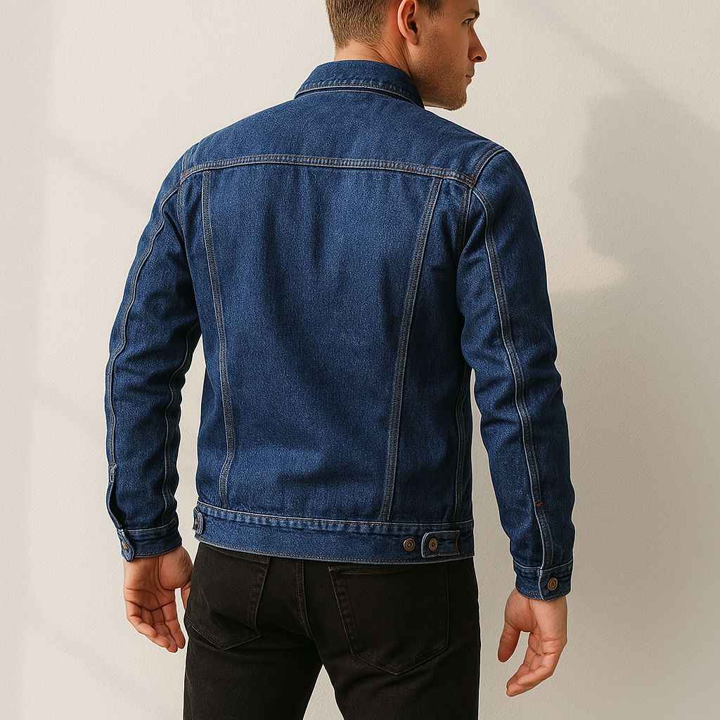 Fintan - Men's Cotton Denim Jacket with Angled Chest Pockets