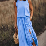 Tessa Blouson Maxi Dress - Blue