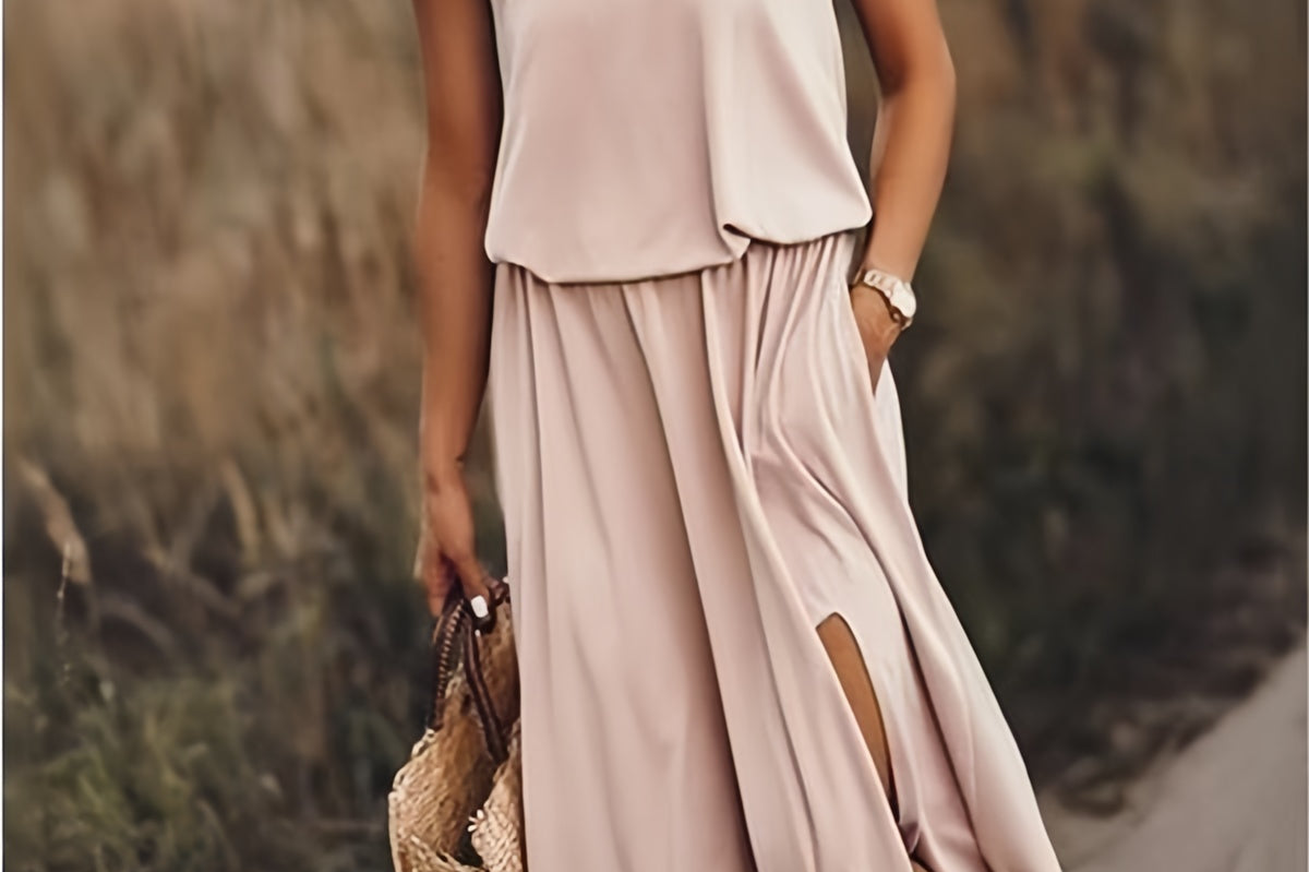 Tessa Blouson Maxi Dress - Khaki